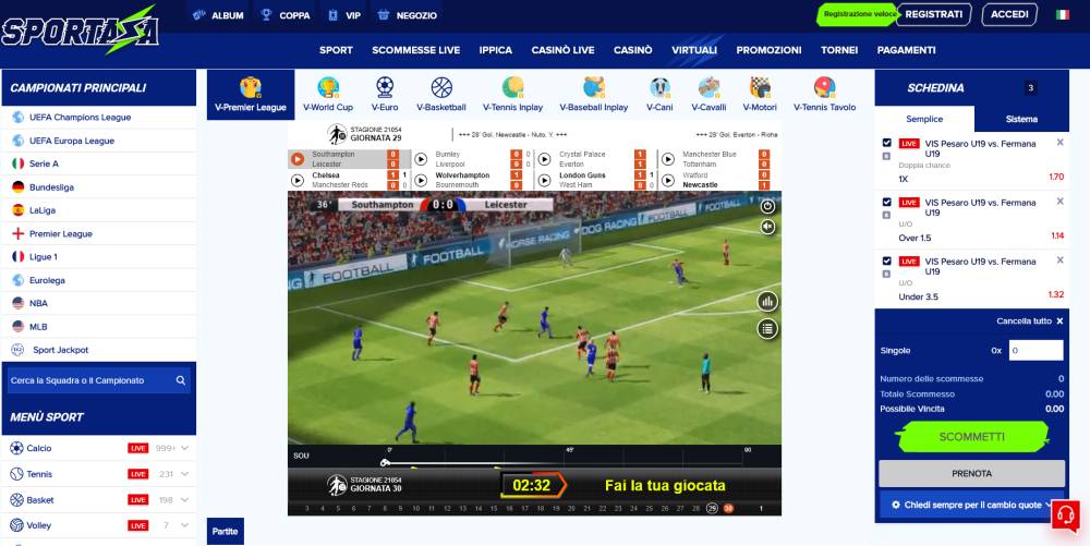 scommesse sport virtuali - calcio virtuale