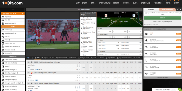 scommesse live, virtuali ed esports