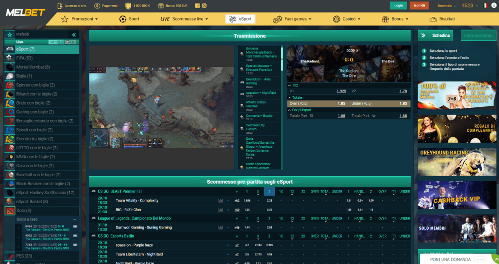 Melbet scommesse Esports