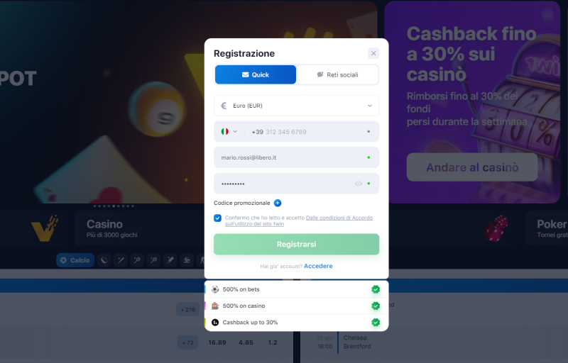 1win registrazione - iscrizione al casinò