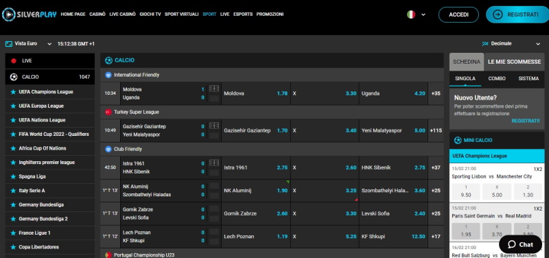 silverplay palinsesto scommesse sportive