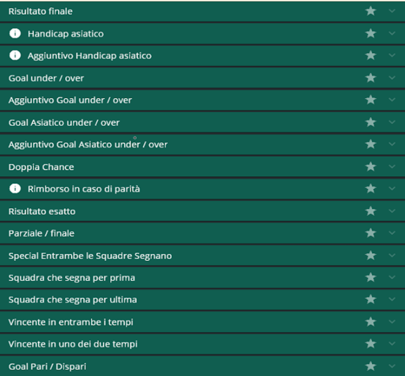 1bet mercati e opzioni scommesse