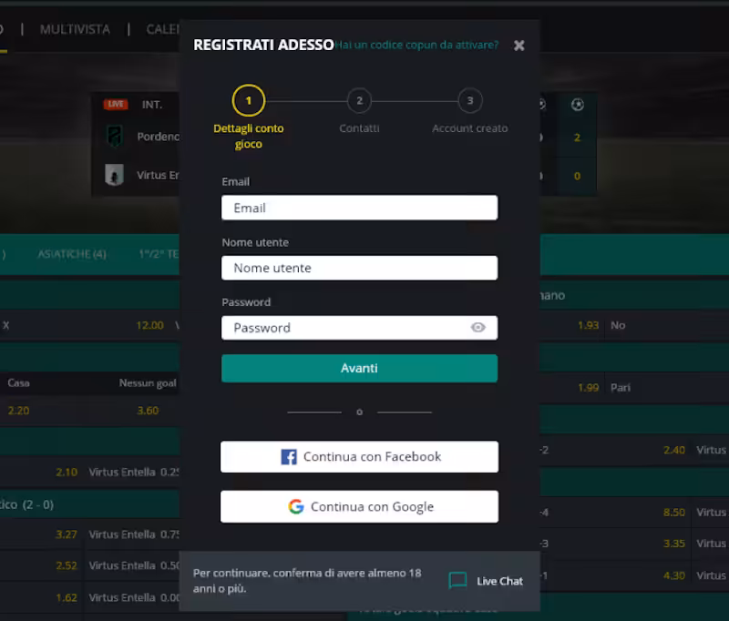 1Bet registrazione iscrizione bookmaker 1Bet come registrarsi passo per passo 2026