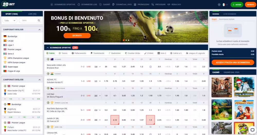 20Bet registrazione 2026 20Bet homepage - registrazione e bonus benvenuto 2026