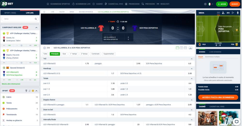 20Bet Scommesse Live