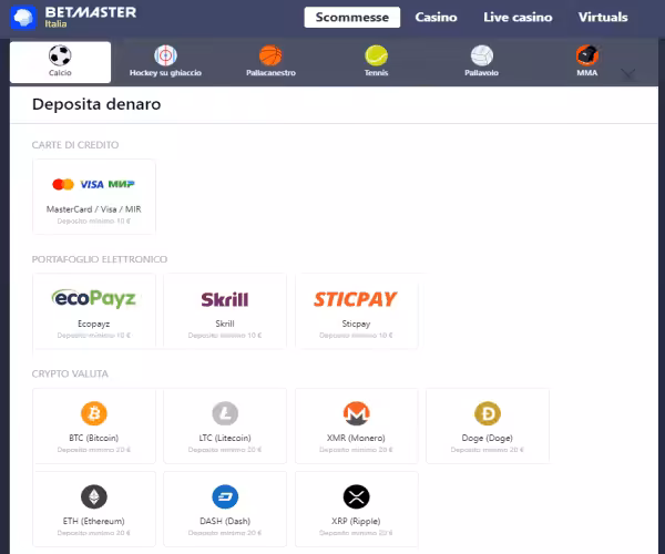 Betmaster depositi prelievi truffa non paga