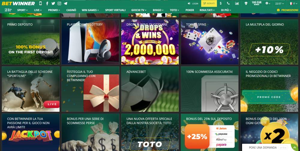 Betwinner bonus scommesse e casinò