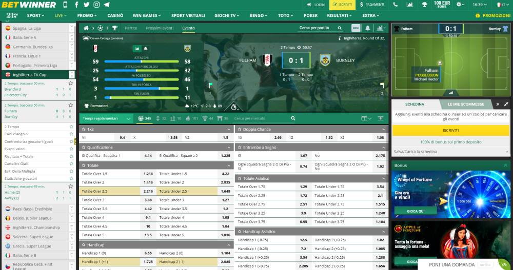 Betwinner scommesse e scommesse Live