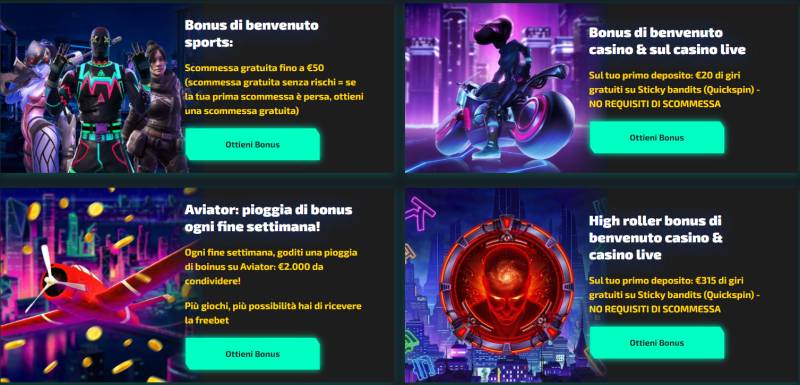 Casinò bonus di benvenuto, e promozioni scommesse