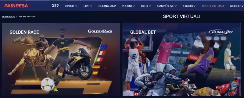 Paripesa sport virtuali ed eSports 2026 Paripesa sport virtuali - calcio basket tennis motori 24 ore