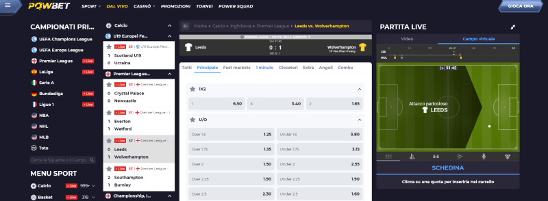 Powbet scommesse Live