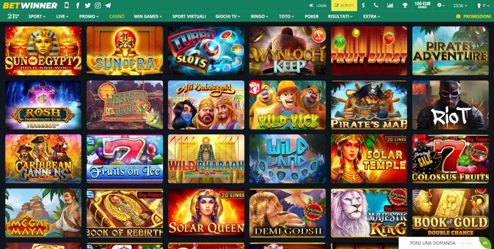 Betwinner casinò, casino Live e slot machine