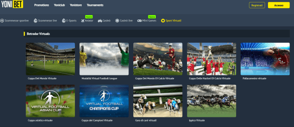 Yonibet scommesse sport virtuali