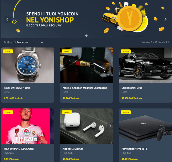 yonistore - yoniclub - yonicoin - programma vip casinò