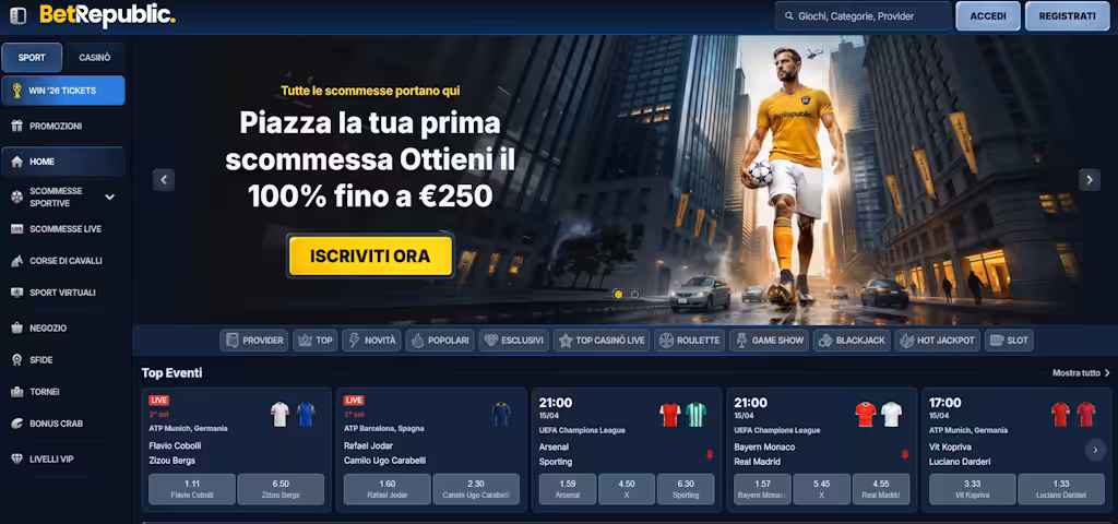Betrepublic homepage scommesse sportive e casino non ADM Betrepublic homepage scommesse sportive casino non ADM