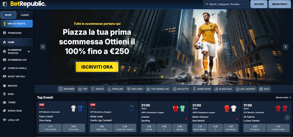 Betrepublic homepage - scommesse sportive e casino online non ADM