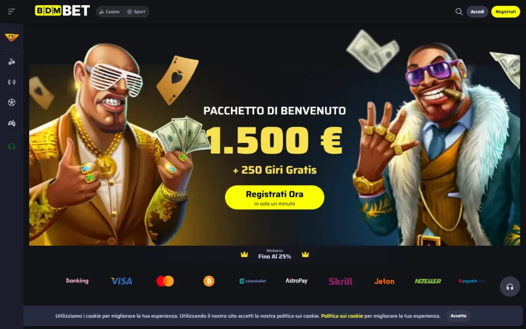 Homepage di Bdmbet in italiano