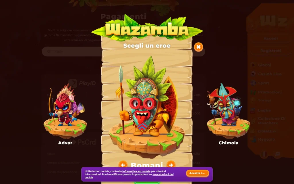Pagina promozioni di Wazamba con le offerte in corso